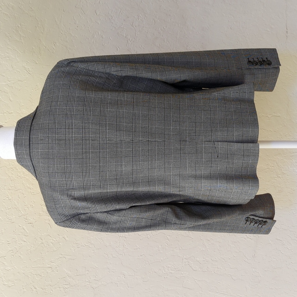 Worthington Stretch Black Glen Plaid Single Button Blazer Suit Jacket Size 12 - Picture 4 of 7